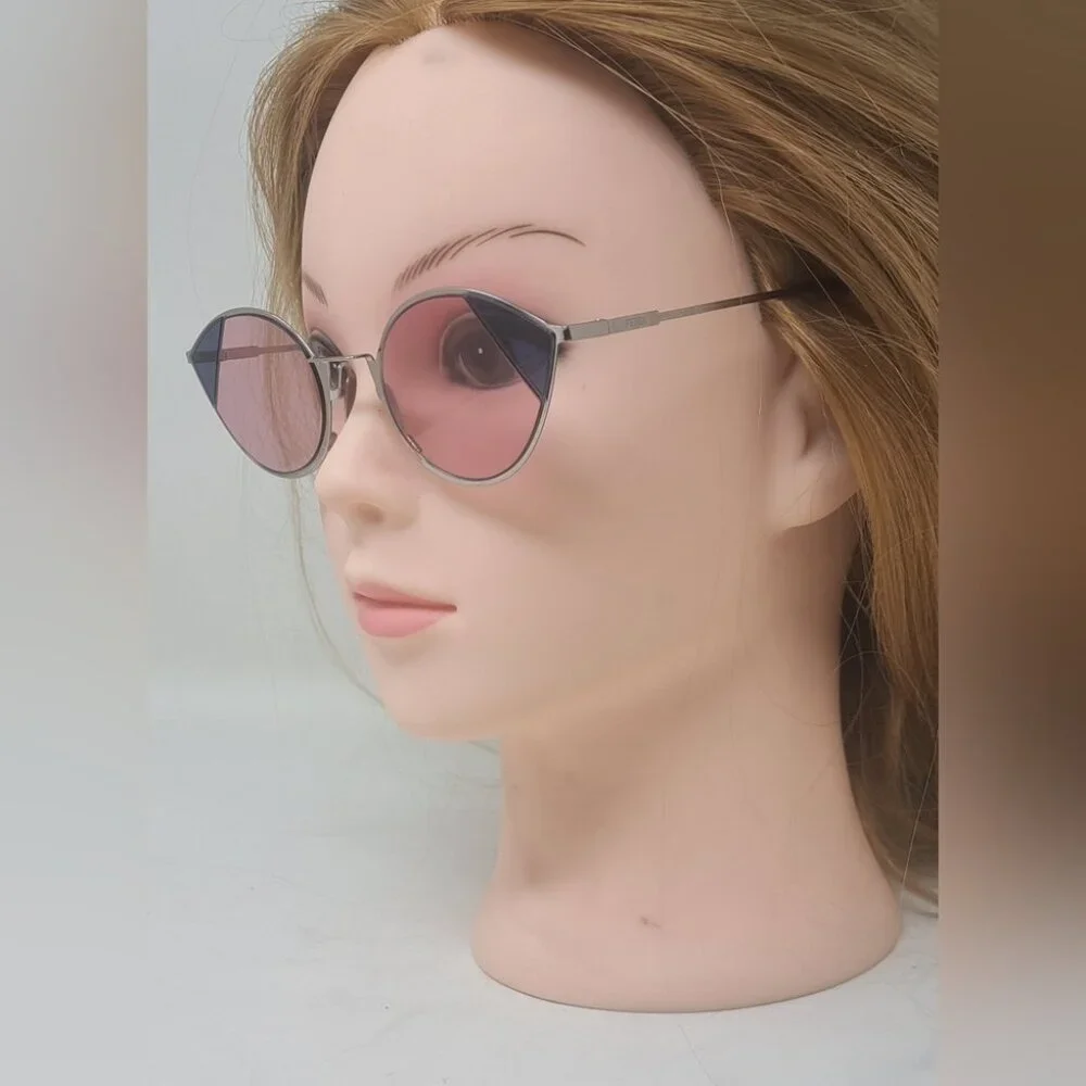 NEW Fendi Women's Sunglasses Cut Eye Rose Silver Cat Eye FF0342/S 51-23-140